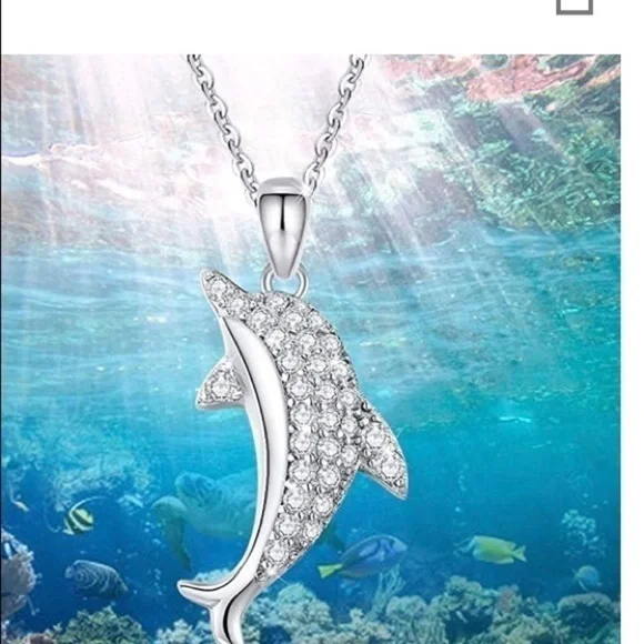 brilliant dolphin jeweled necklace - Picture 3 of 7